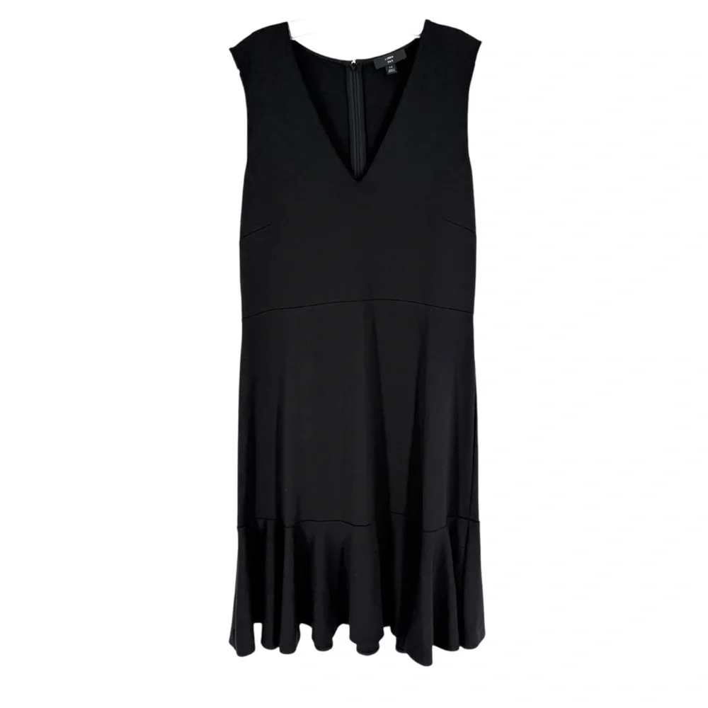J Crew 365 Sheath Dress Womens Size 14 Black V-Neck Stretch Ponte Knit